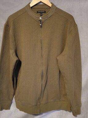 Banana Republic Herringbone Jacket Men's XL Olive Knit Bomber